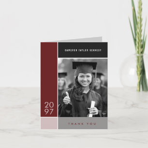 Tarjeta De Agradecimiento Bloques de Color Simple de Mondrian Foto de Gradua