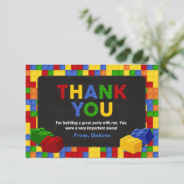 Tarjeta De Agradecimiento Bloques de Construcción Coloridos Cumpleaños Niño