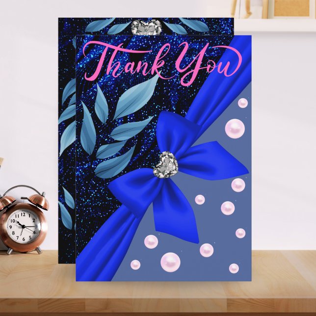 Tarjeta De Agradecimiento Blue Abstract Pearl Modern Trendy Boho Retirement (Subido por el creador)