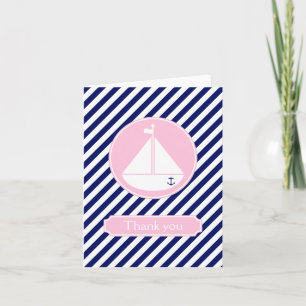 Tarjeta De Agradecimiento Blue and Pink Sailboat Gracias