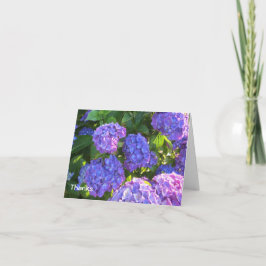 Tarjeta De Agradecimiento Blue and Purple Hydrangea Gracias