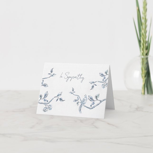 Tarjeta De Agradecimiento Blue and white Botanical Sympathy (Anverso)