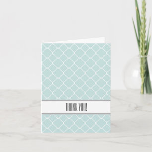 Tarjeta De Agradecimiento Blue and White Quatrefoil Gracias