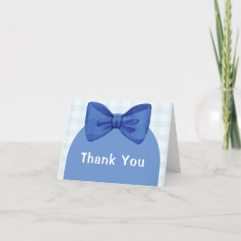 Tarjeta De Agradecimiento Blue Arch Gingham Plaid Bow Boy Baby Shower