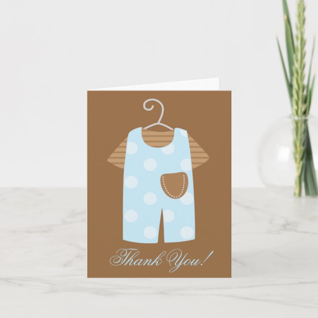Tarjeta De Agradecimiento Blue Baby Boy Set Baby Shower Gracias (Anverso)