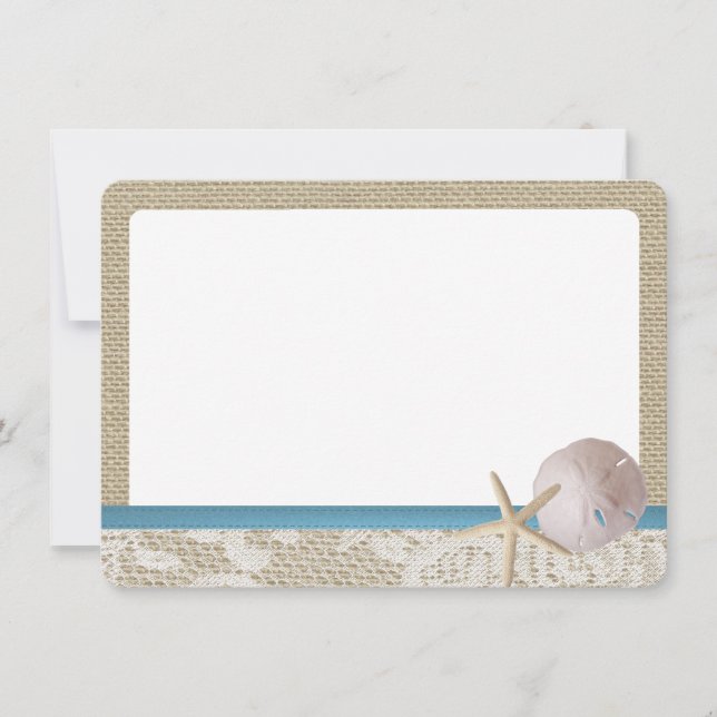 Tarjeta De Agradecimiento Blue Beach Lace Sand Dollar Gracias (Anverso)