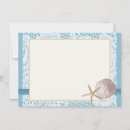 Tarjeta De Agradecimiento Blue Beach Lace Sand Dollar Gracias