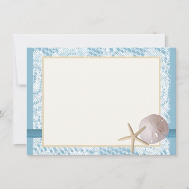 Tarjeta De Agradecimiento Blue Beach Lace Sand Dollar Gracias (Anverso)