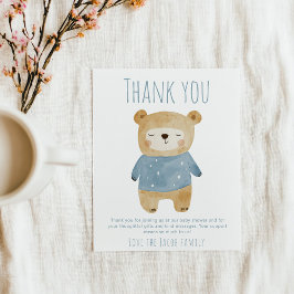 Tarjeta De Agradecimiento Blue Bear Baby Shower Cute gracias