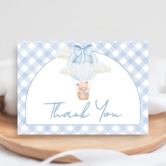 Tarjeta De Agradecimiento Blue Bear Bearly Wait Baby Shower (Bear Baby Shower Thank You Card)