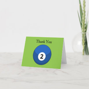 Tarjeta De Agradecimiento Blue Billiard Ball Número Dos Personalizado