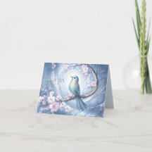 Blue Bird Floral Thank You Card