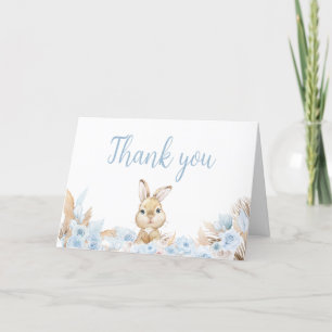 Tarjeta De Agradecimiento Blue Boho Bunny Baby Shower