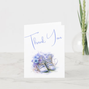 Tarjeta De Agradecimiento Blue Booties Boy Baby Shower