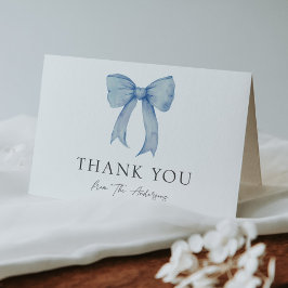 Tarjeta De Agradecimiento Blue Bow Baby Boy Gracias