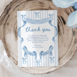 Tarjeta De Agradecimiento Blue Bow Coquette Blue Boy baby Shower