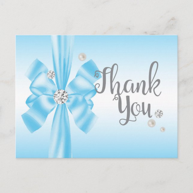 Tarjeta de agradecimiento BLUE bow elegante (Anverso)