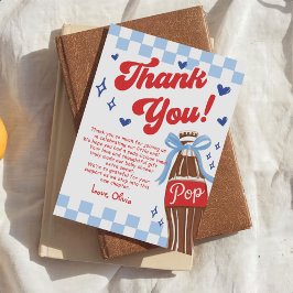 Tarjeta De Agradecimiento Blue Bow She's Ready to Pop Baby Shower