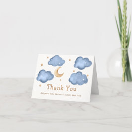 Tarjeta De Agradecimiento Blue Boy Moon Stars Twinkle Twinkle Baby Shower
