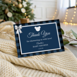 Tarjeta De Agradecimiento Blue Buffalo Plaid Bear Thank You Card