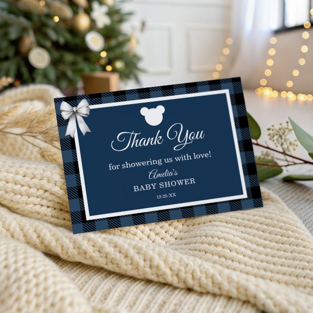 Tarjeta De Agradecimiento Blue Buffalo Plaid Bear Thank You Card (Subido por el creador)