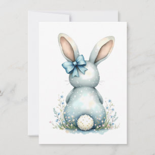 Tarjeta De Agradecimiento Blue Bunny Tail Cottontail Easter Bunny con huevos