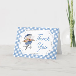 Tarjeta De Agradecimiento Blue Burger BBQ Baby Shower