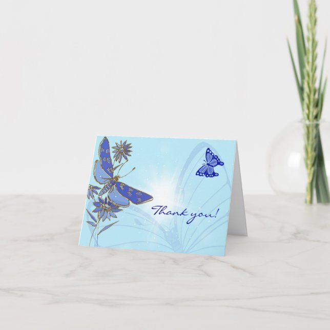 Tarjeta De Agradecimiento Blue Butterfly (Anverso)