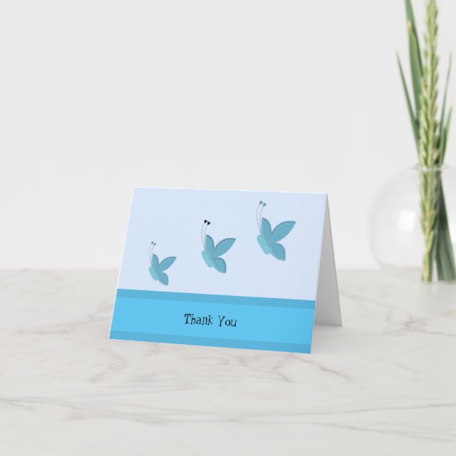 Tarjeta De Agradecimiento Blue Butterfly Gracias (Anverso)