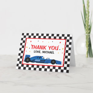 Tarjeta De Agradecimiento Blue Car Racing Birthday Thank you card