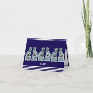 Tarjeta De Agradecimiento Blue Chinoiserie Foo Dogs