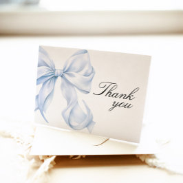 Tarjeta de agradecimiento Blue Coquette Bow Shower