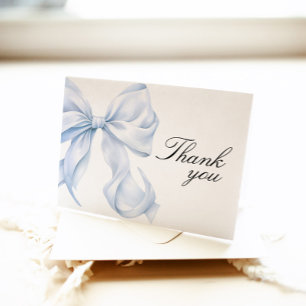 Tarjeta de agradecimiento Blue Coquette Bow Shower
