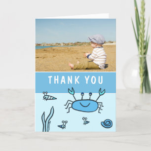 Tarjeta De Agradecimiento Blue Crab Sea Animals Boy Photo Birthday