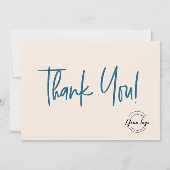 Tarjeta De Agradecimiento Blue cream black Company Logo Social Thank You  (Anverso)