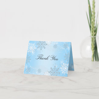 Tarjeta De Agradecimiento Blue Crystal Snowflake Winter Wonderland Gracias