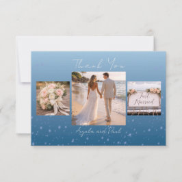 Tarjeta De Agradecimiento Blue Custom Photo Wedding Thank You Card Flat