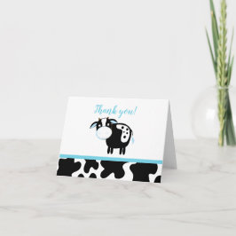 Tarjeta De Agradecimiento Blue Dairy Cow Boy Farm Baby Shower