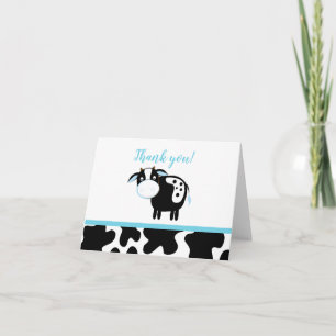 Tarjeta De Agradecimiento Blue Dairy Cow Boy Farm Baby Shower