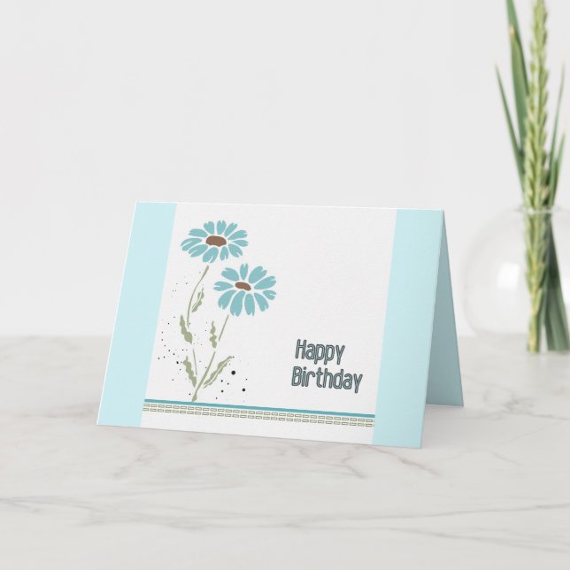 TARJETA DE AGRADECIMIENTO BLUE DAISIES BIRTHDAY CARD (Anverso)