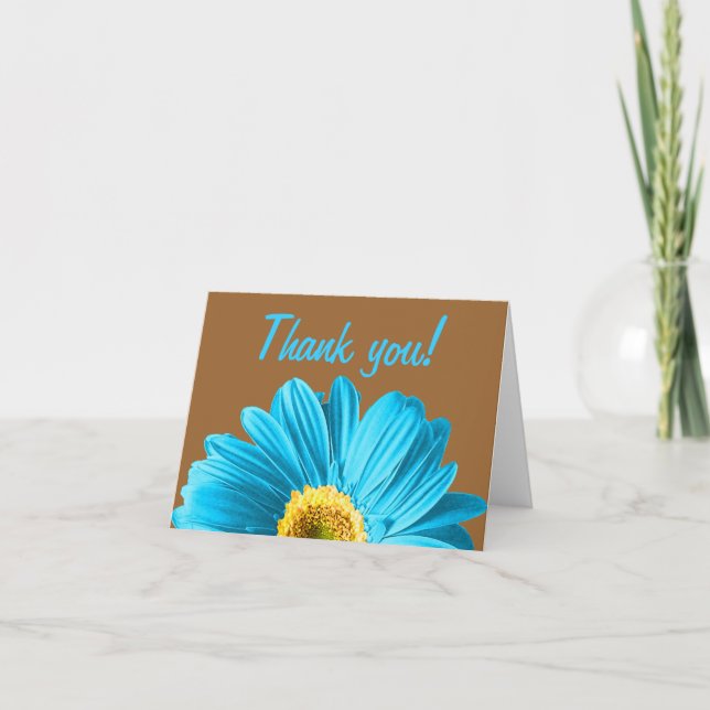 Tarjeta De Agradecimiento Blue Daisy Flower Gracias O Personalizado (Anverso)