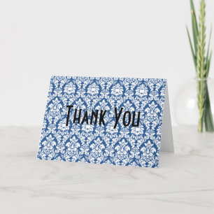 Tarjeta De Agradecimiento Blue Damask Gracias