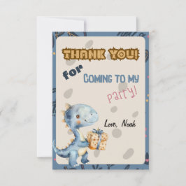 Tarjeta De Agradecimiento Blue Dinosaur Rawr Gracias Cartas