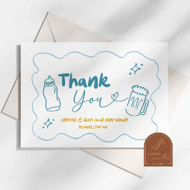 Tarjeta de agradecimiento Blue Doodle Baby is Brew