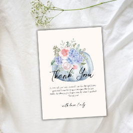 Tarjeta De Agradecimiento Blue Elegant Flower Pumpkin Fall Baby Shower