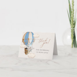 Tarjeta De Agradecimiento Blue Elephant Balloon Baby Shower Gracias