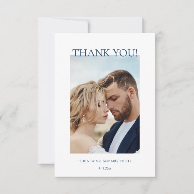 Tarjeta De Agradecimiento Blue Fine Art Flowers Wedding Thank You Card (Anverso)