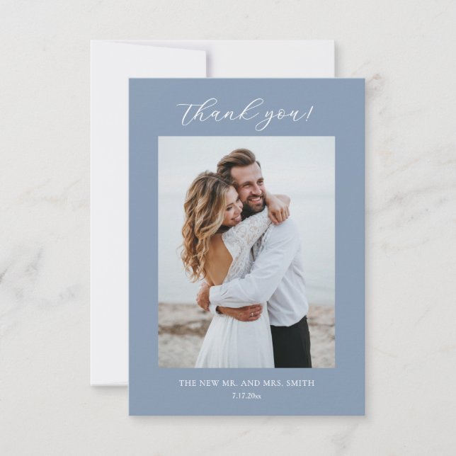 Tarjeta De Agradecimiento Blue Fine Art Flowers Wedding Thank You Card (Anverso)