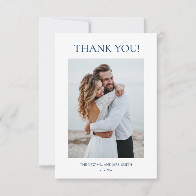Tarjeta De Agradecimiento Blue Fine Art Flowers Wedding Thank You Card (Anverso)