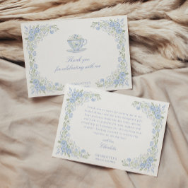 Tarjeta De Agradecimiento Blue Floral Bridal Tea Party